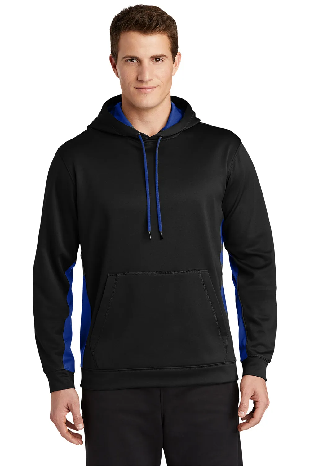 Sport-Tek Sweat à capuche pour homme en polaire respirante avec poche kangourou - Noir/Bleu royal