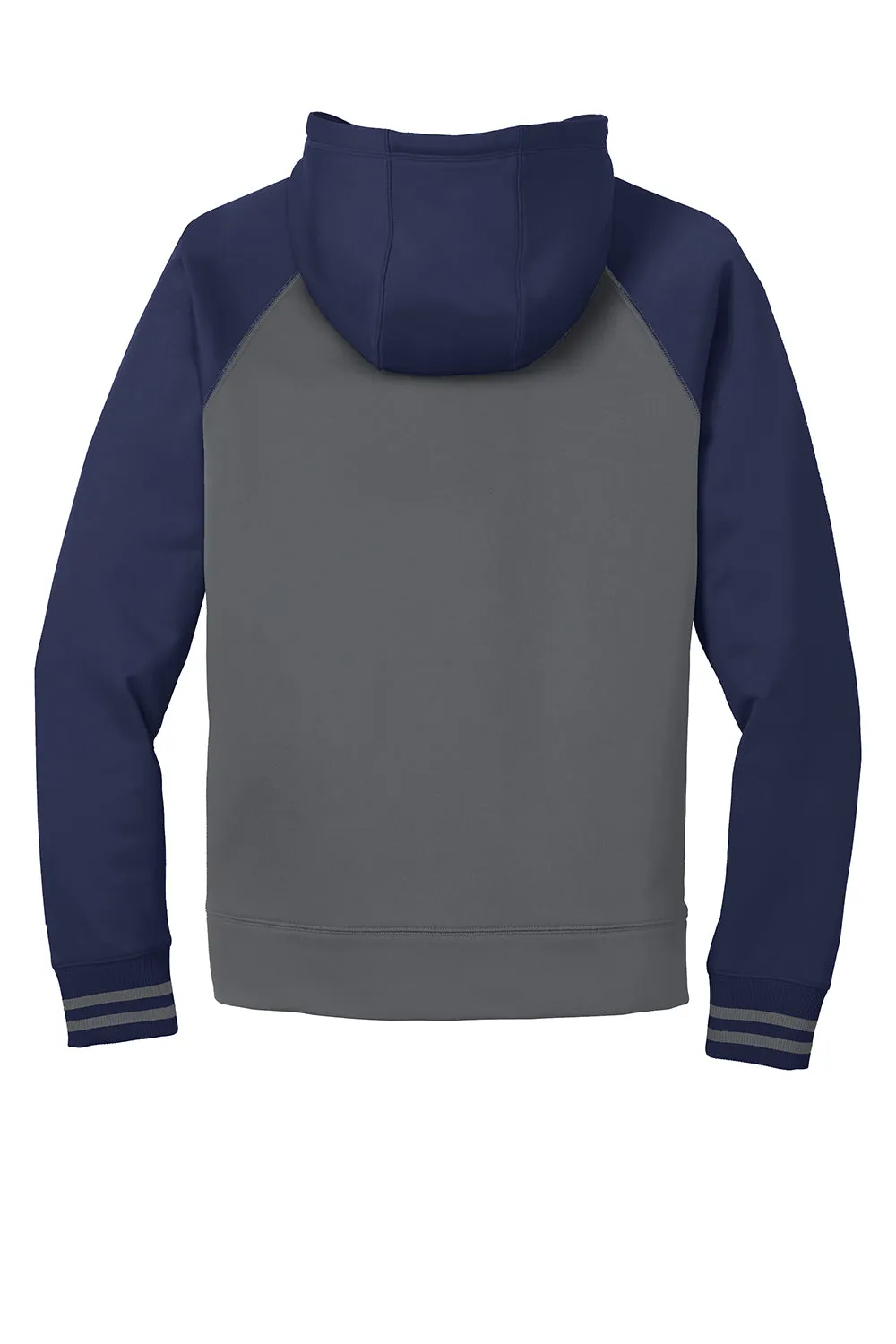 Sport-Tek Sweat à capuche pour homme en polaire respirante avec poche kangourou - Gris fumée foncé/Bleu marine