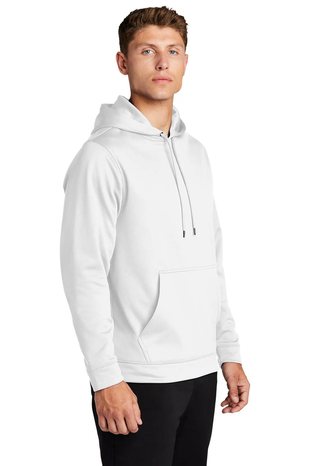Sport-Tek Sweat à capuche pour homme en polaire respirante avec poche kangourou - Blanc