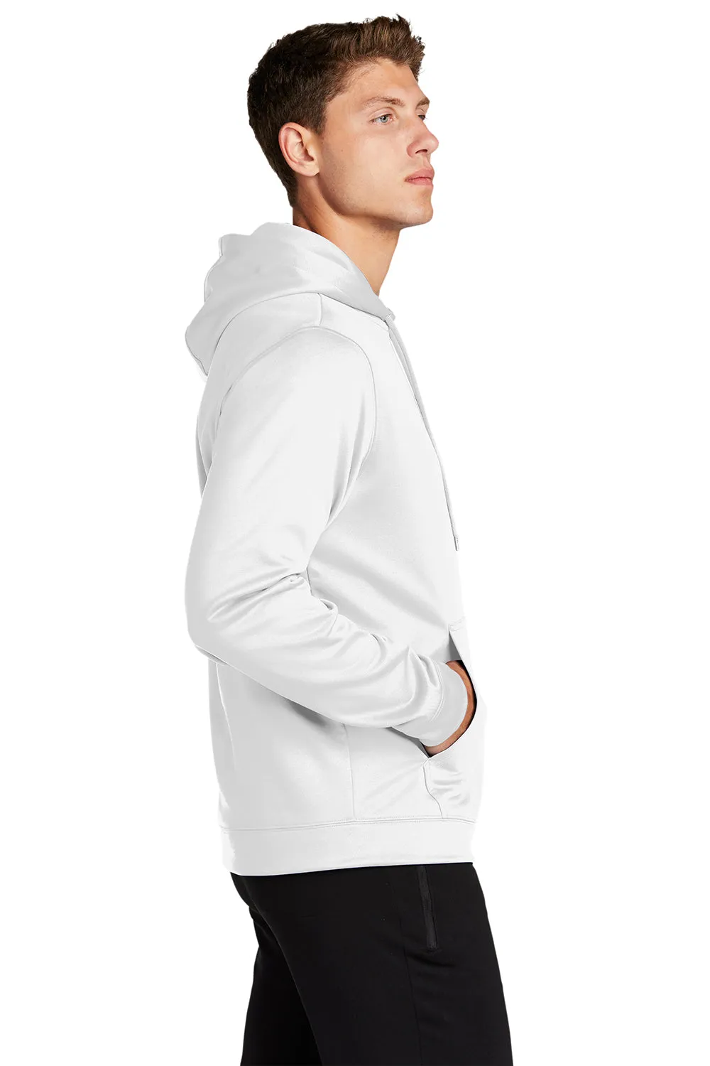 Sport-Tek Sweat à capuche pour homme en polaire respirante avec poche kangourou - Blanc