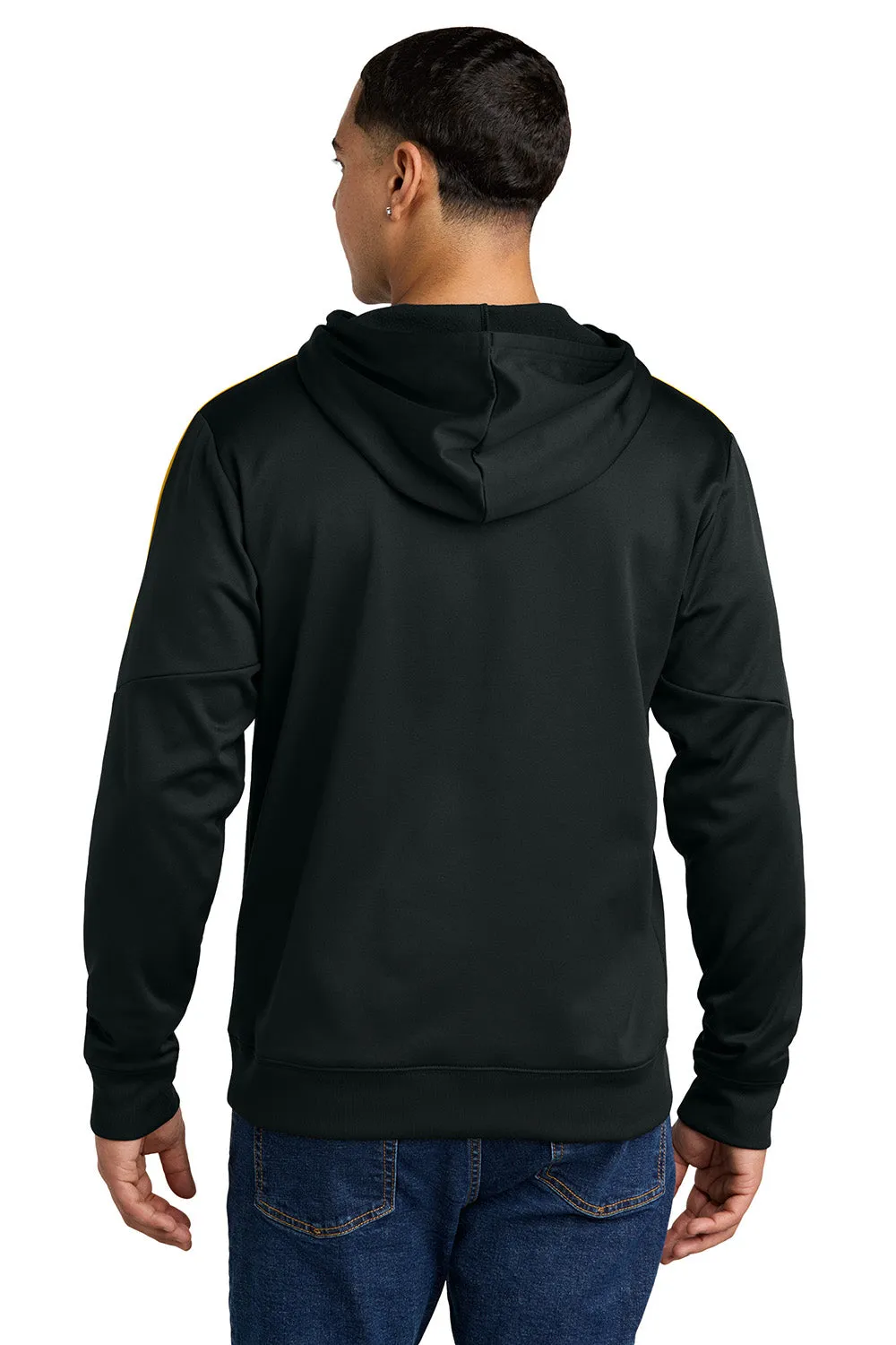 Sport-Tek Sweat à capuche pour homme en polaire unie avec poche kangourou et technologie d'évacuation de l'humidité Sport-Wick - Noir/Or