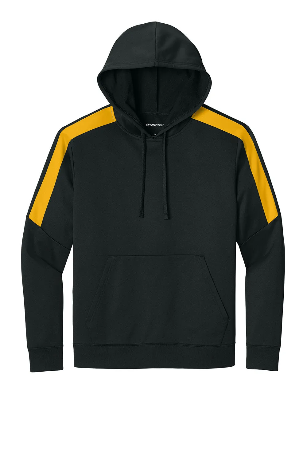 Sport-Tek Sweat à capuche pour homme en polaire unie avec poche kangourou et technologie d'évacuation de l'humidité Sport-Wick - Noir/Or