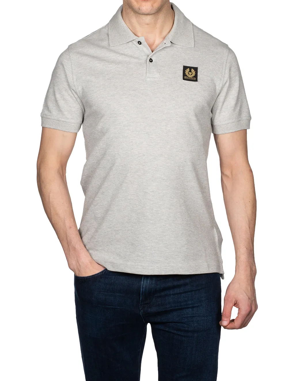 Polo S/S avec patch gris mélangé