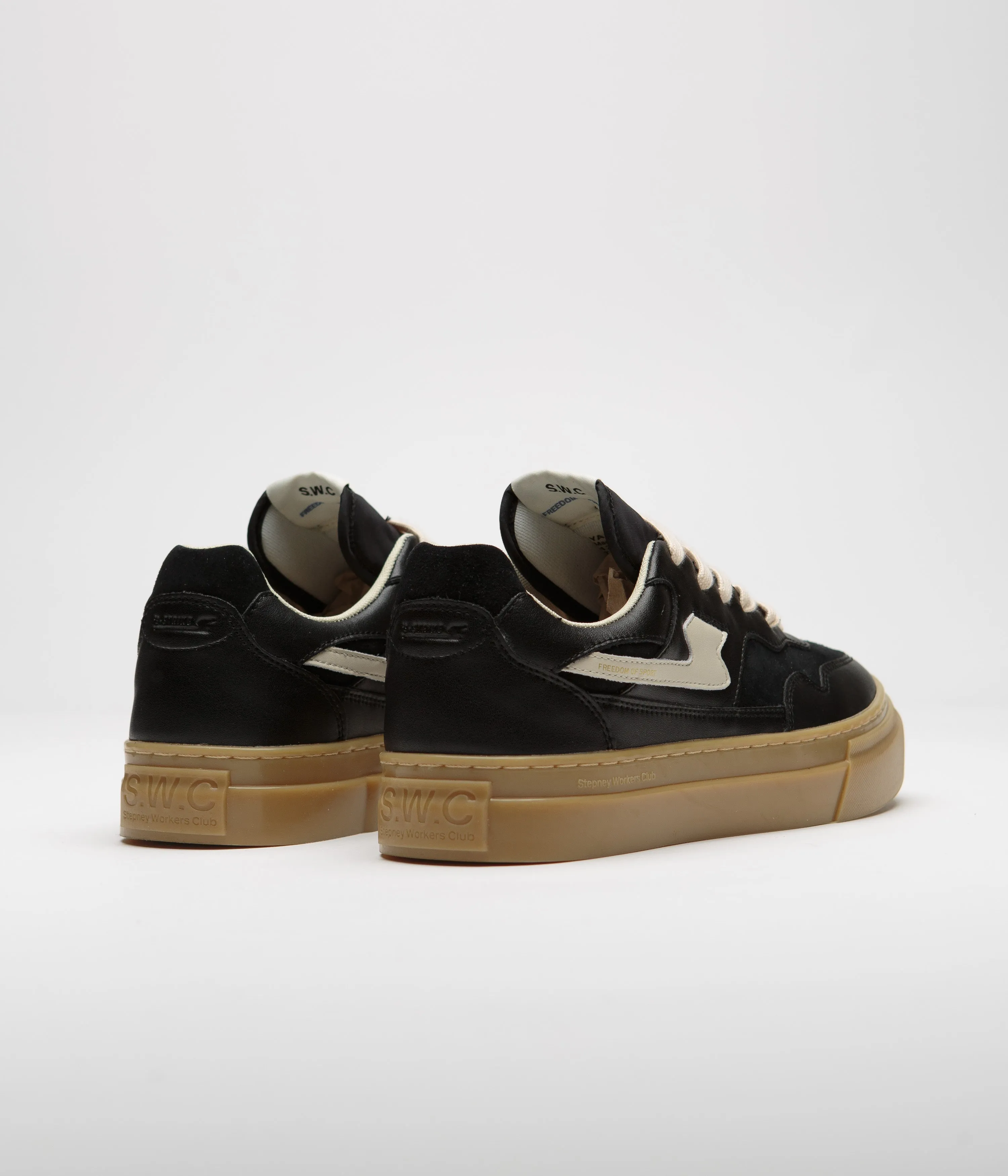 Stepney Workers Club Chaussures en Cuir Pearl S-Strike - Noir / Gomme Stepney Workers Club