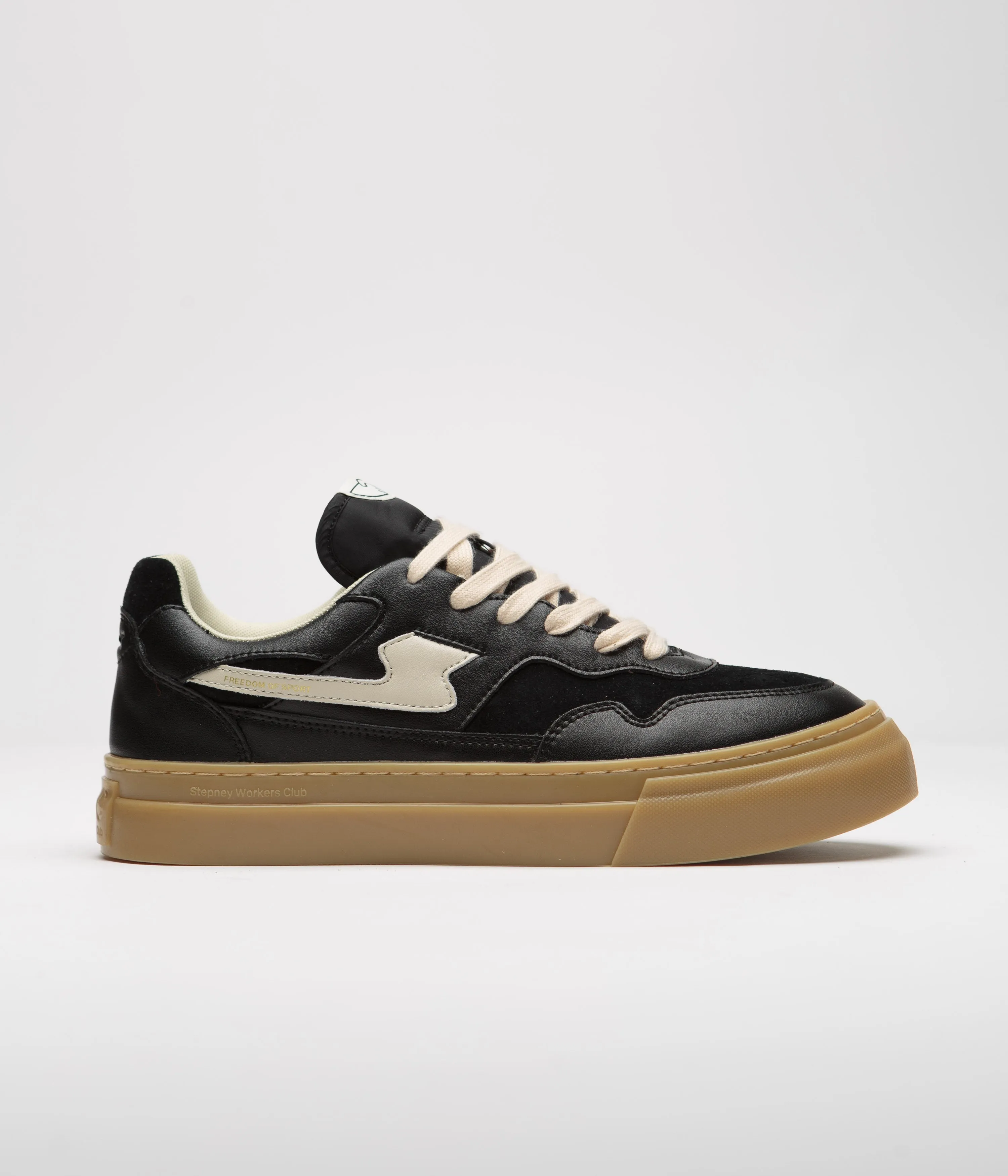 Stepney Workers Club Chaussures en Cuir Pearl S-Strike - Noir / Gomme Stepney Workers Club