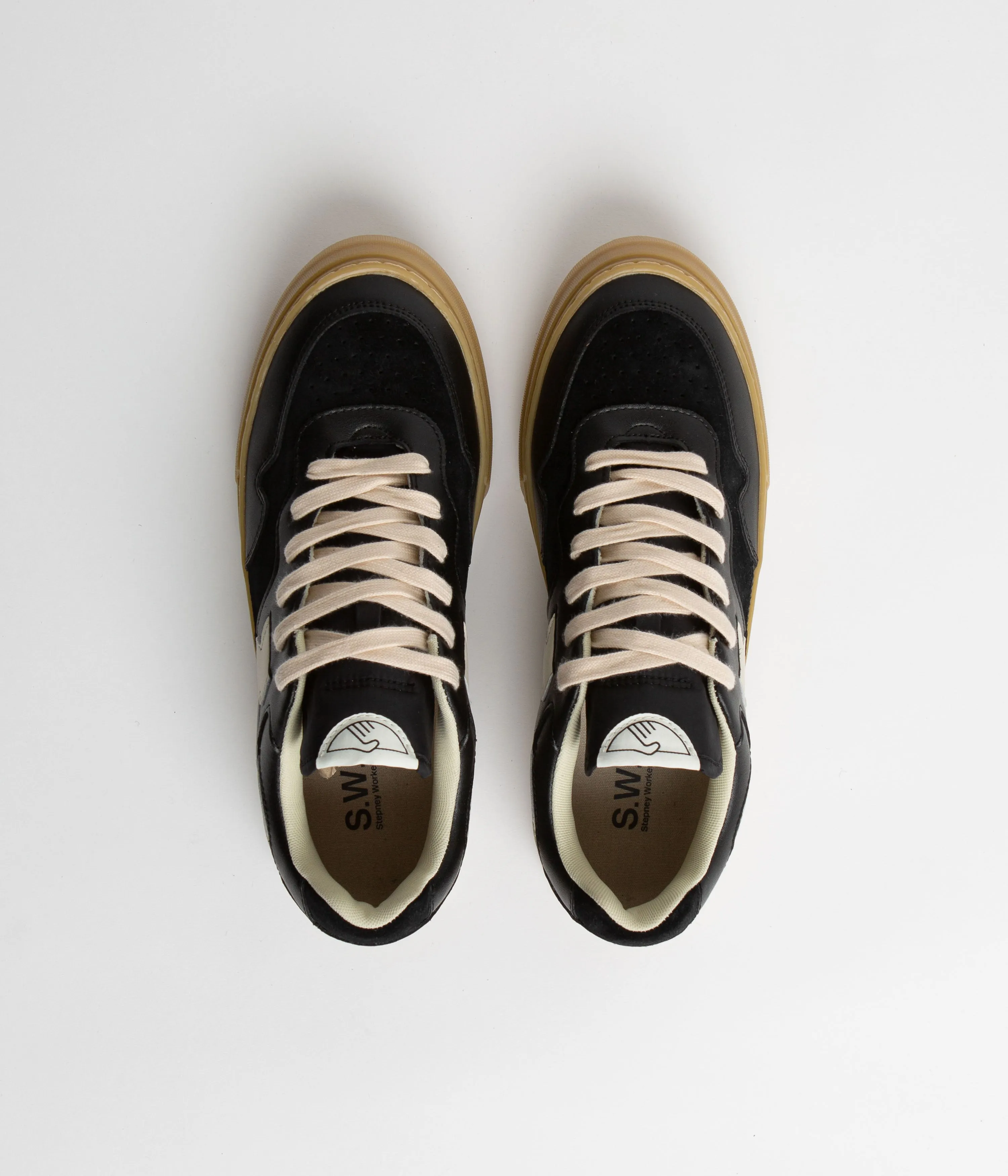 Stepney Workers Club Chaussures en Cuir Pearl S-Strike - Noir / Gomme Stepney Workers Club