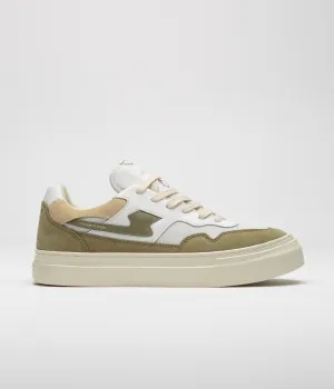 Stepney Workers Club Pearl S-Strike Suede Shoes - White / Moss Stepney Workers Club Shoes