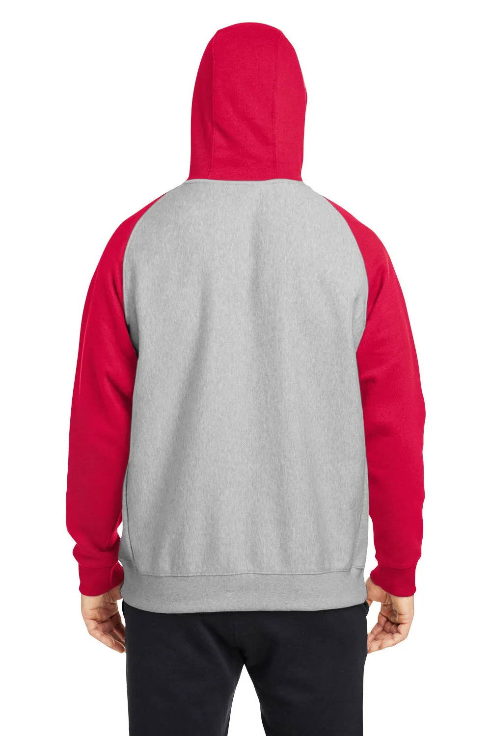 Team 365 Sweat à capuche résistant à l'eau avec poche kangourou et motifs en damier - Gris chiné/Rouge
