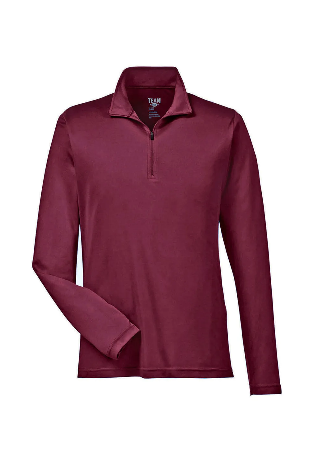 Sweat-shirt à zip 1/4 Team 365 pour hommes - Zone Performance avec évacuation de l'humidité - Marron