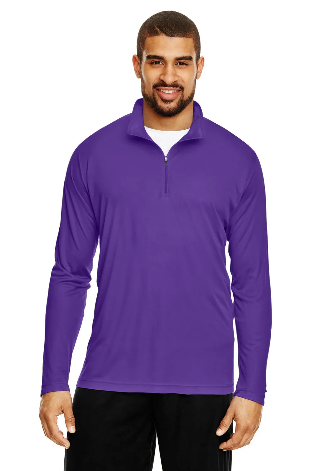 Team 365 Sweat-shirt à col 1/4 zip pour hommes - Zone Performance avec évacuation de l'humidité - Violet