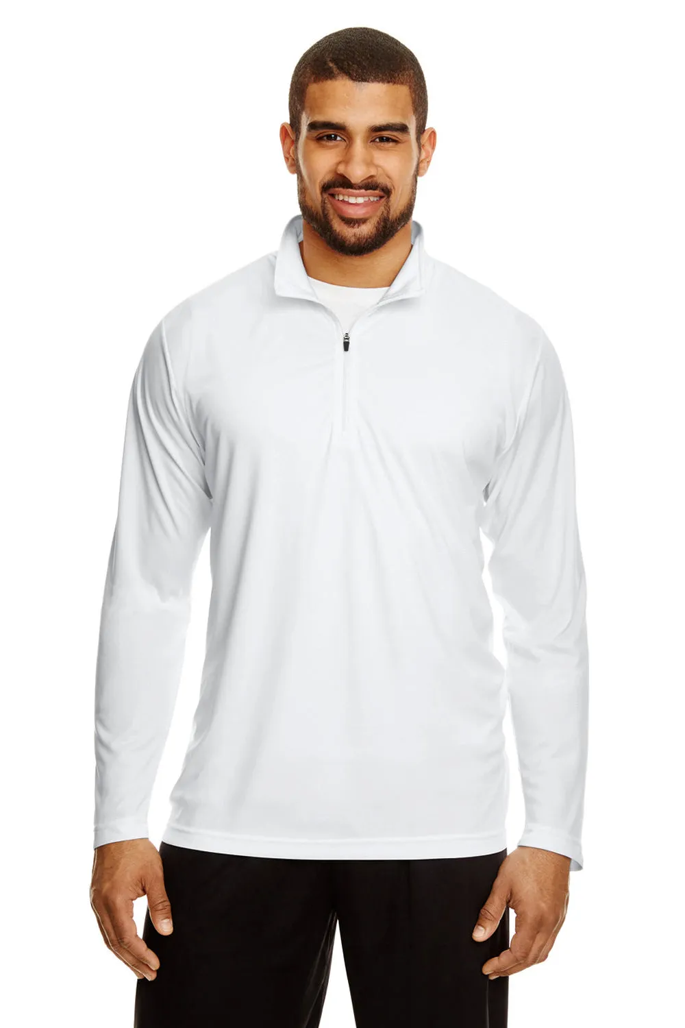 Sweat-shirt à zip 1/4 Team 365 pour hommes - Zone Performance - Respiration optimale - Blanc