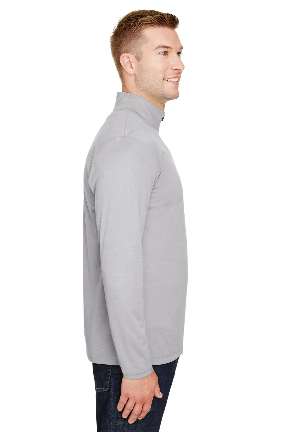 Team 365 Sweat-shirt à Zip 1/4 Homme Zone Sonic Performance Évacuation de l'Humidité - Gris Chiné
