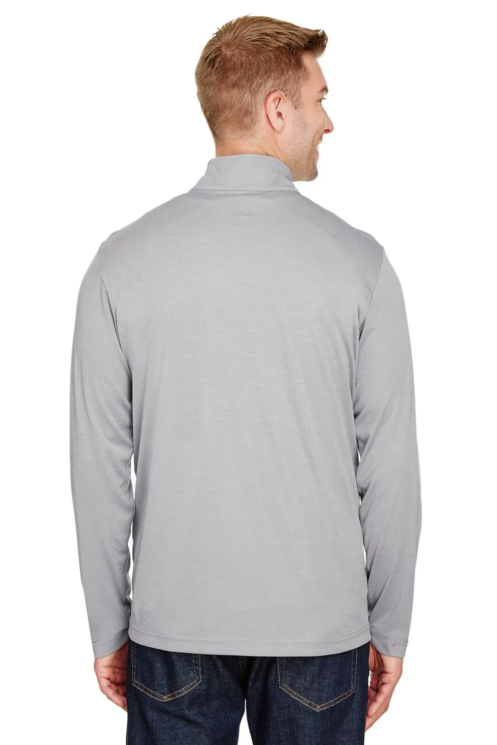 Team 365 Sweat-shirt à Zip 1/4 Homme Zone Sonic Performance Évacuation de l'Humidité - Gris Chiné