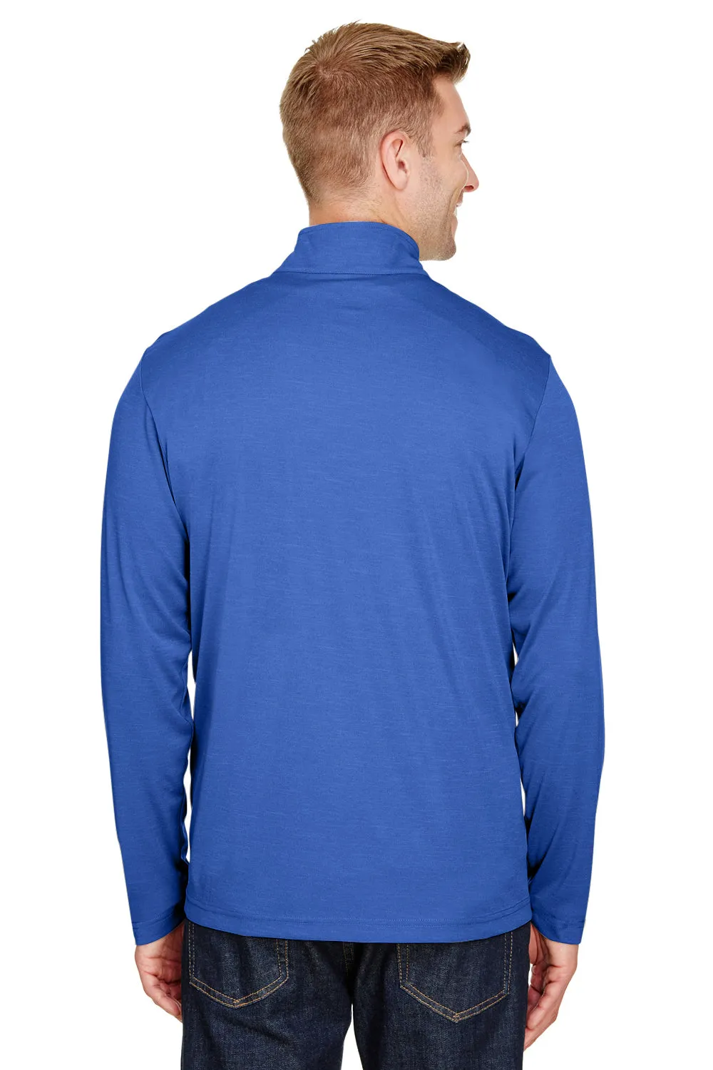 Team 365 Sweat-shirt à Zip 1/4 Homme Zone Sonic Performance Évacuation de l'Humidité - Bleu Royal Chiné