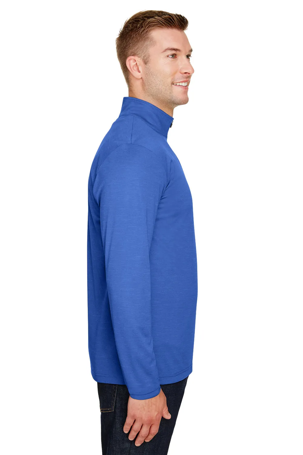 Team 365 Sweat-shirt à Zip 1/4 Homme Zone Sonic Performance Évacuation de l'Humidité - Bleu Royal Chiné