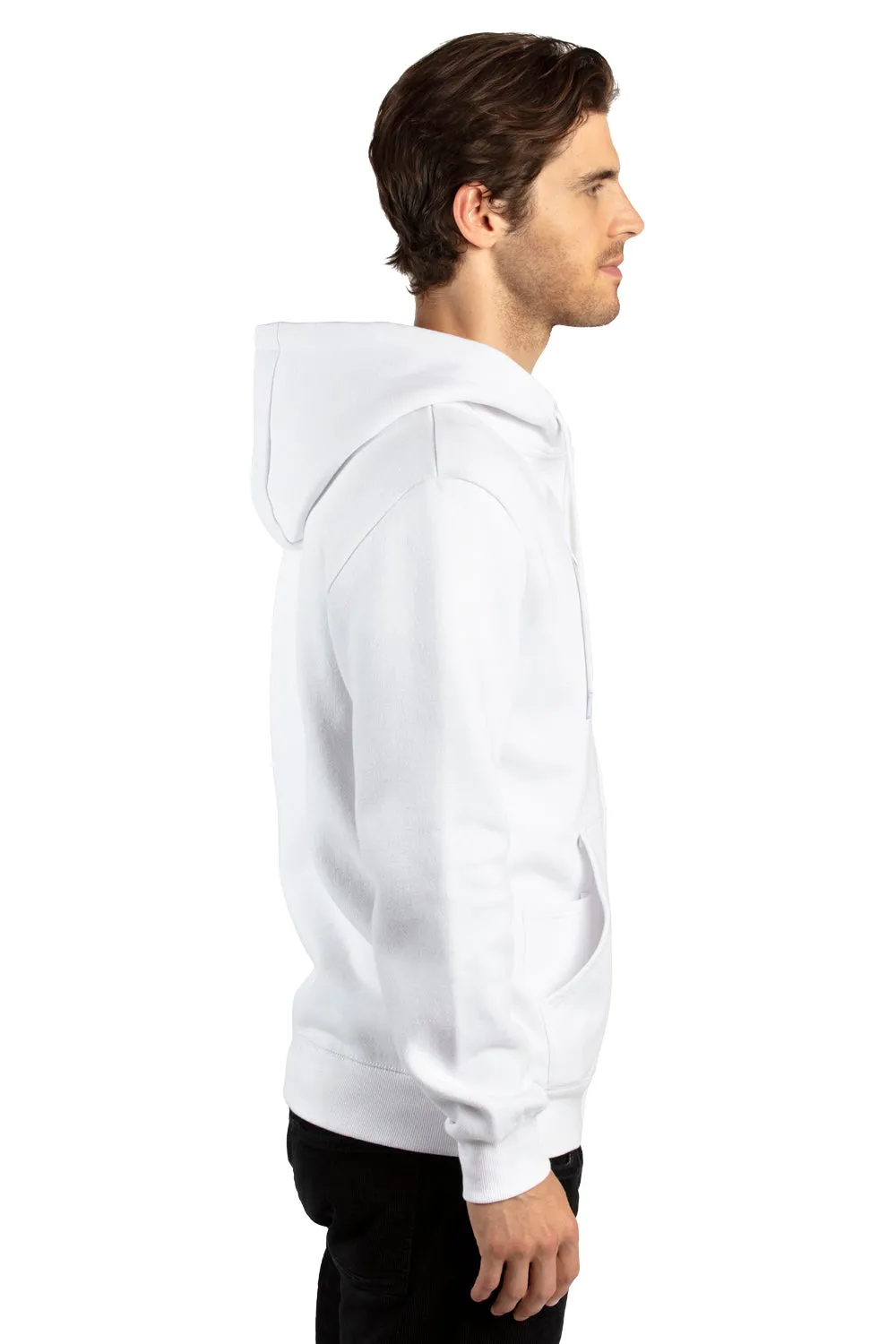 Threadfast Apparel Pull à capuche ultime pour hommes en polaire avec fermeture éclair complète et poches - Blanc