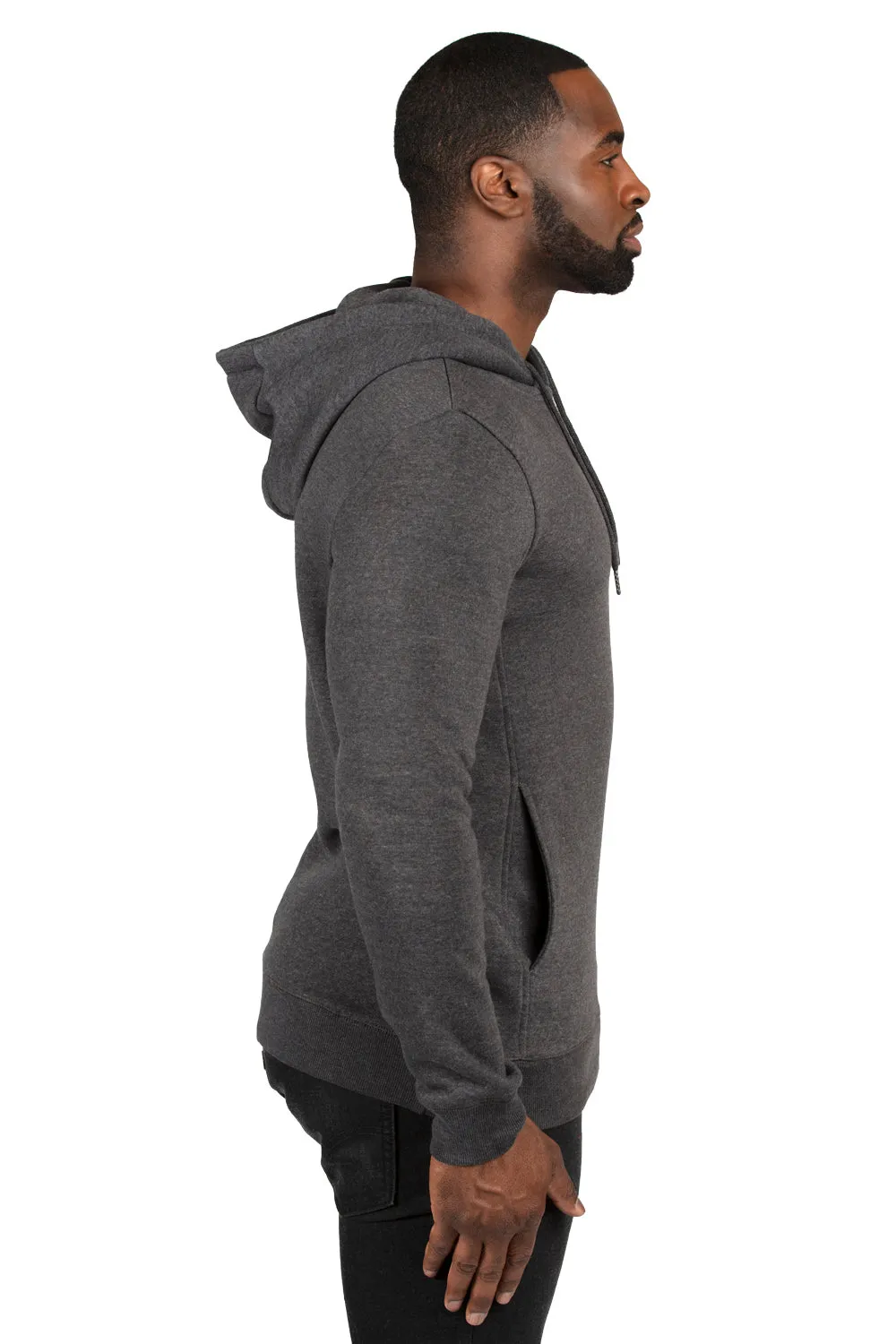 Threadfast Apparel Pull à capuche ultime pour hommes en polaire avec poches - Gris charbon chiné