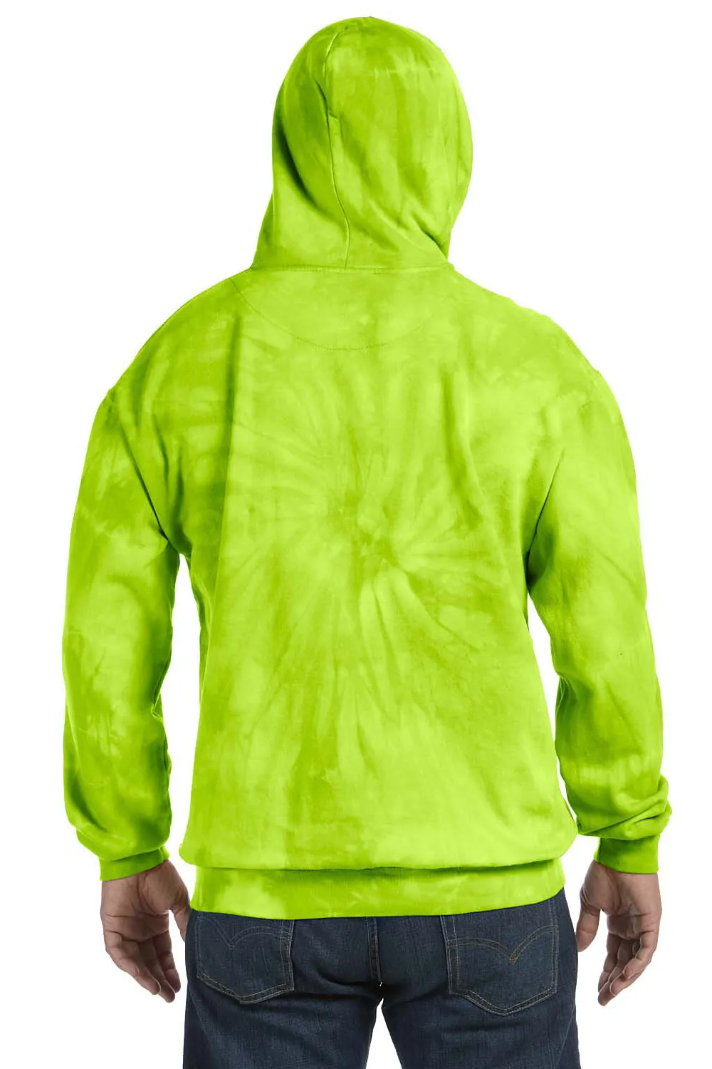 Pull à capuche homme tie-dye avec poche kangourou - Vert lime