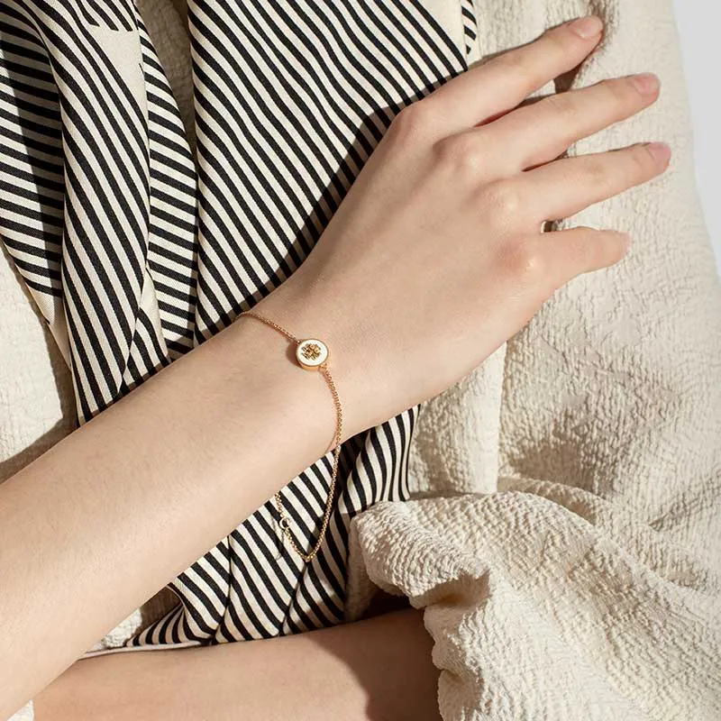 Tory Burch Sacs TORY BURCH Bracelet Chaîne Émaillé Kira Or Tory Nouveau Ivoire 90284