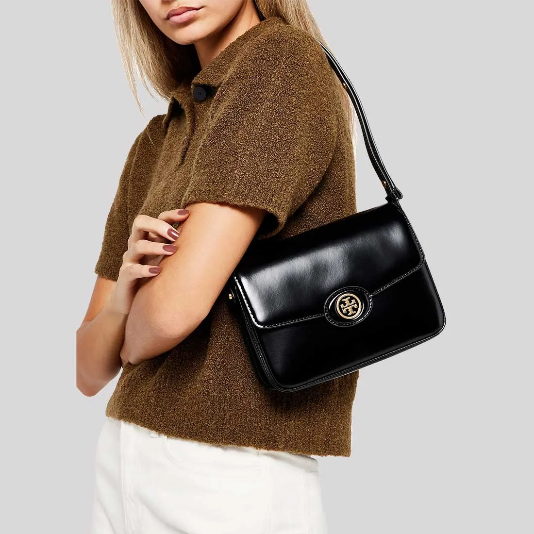 Tory Burch Sacs TORY BURCH Robinson Spazzolato Sac à Bandoulière Convertible Noir 143122