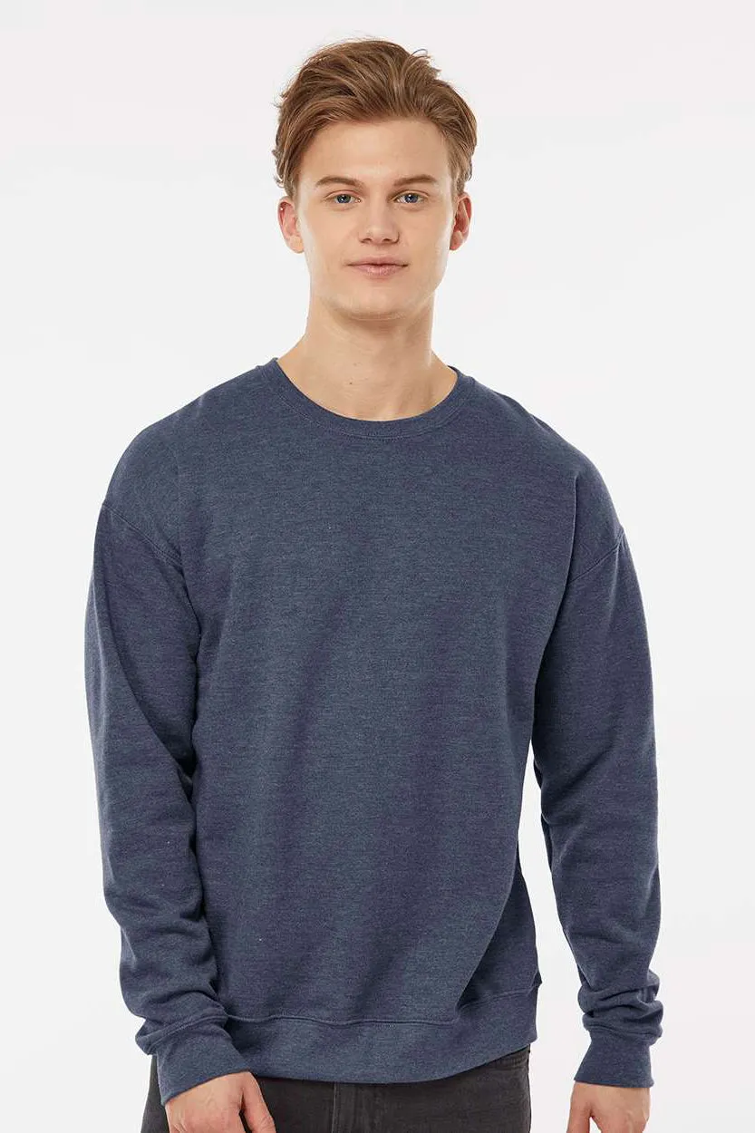 Pull en polaire à col rond pour homme Tultex - Bleu denim chiné