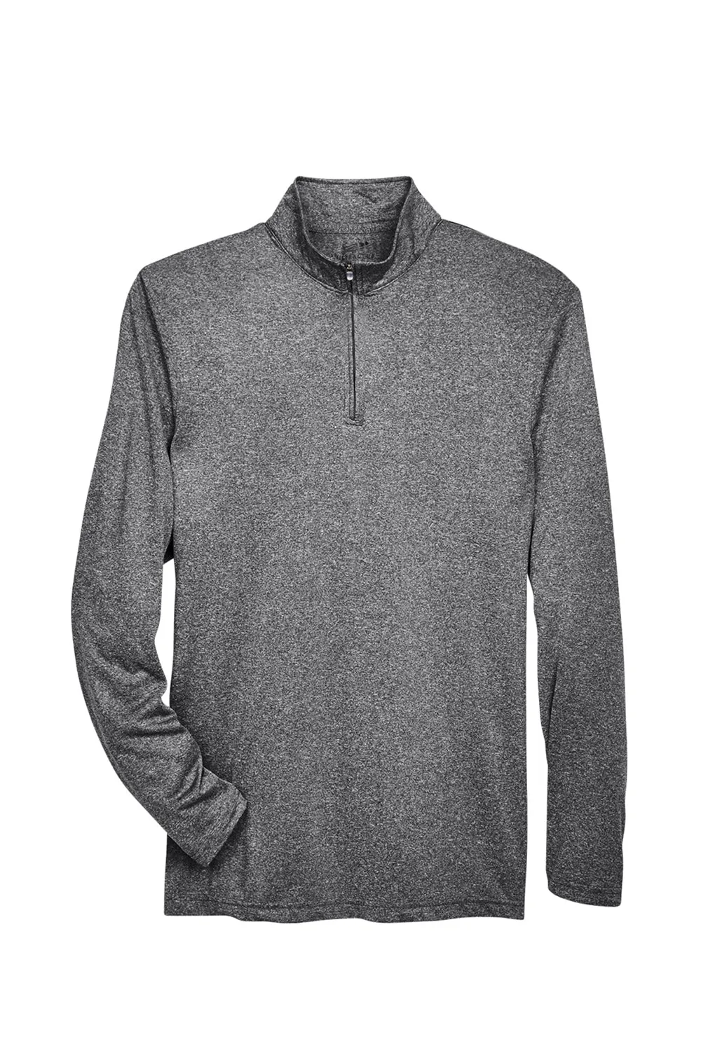 UltraClub pour Hommes Heather Cool & Dry Performance Sweat-shirt à col 1/4 zip - Noir chiné