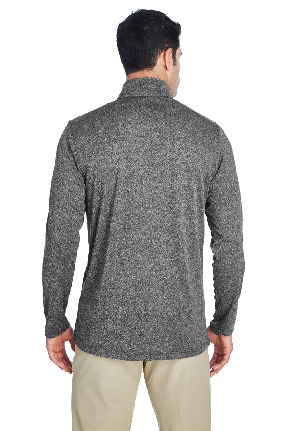 UltraClub pour Hommes Heather Cool & Dry Performance Sweat-shirt à col 1/4 zip - Noir chiné