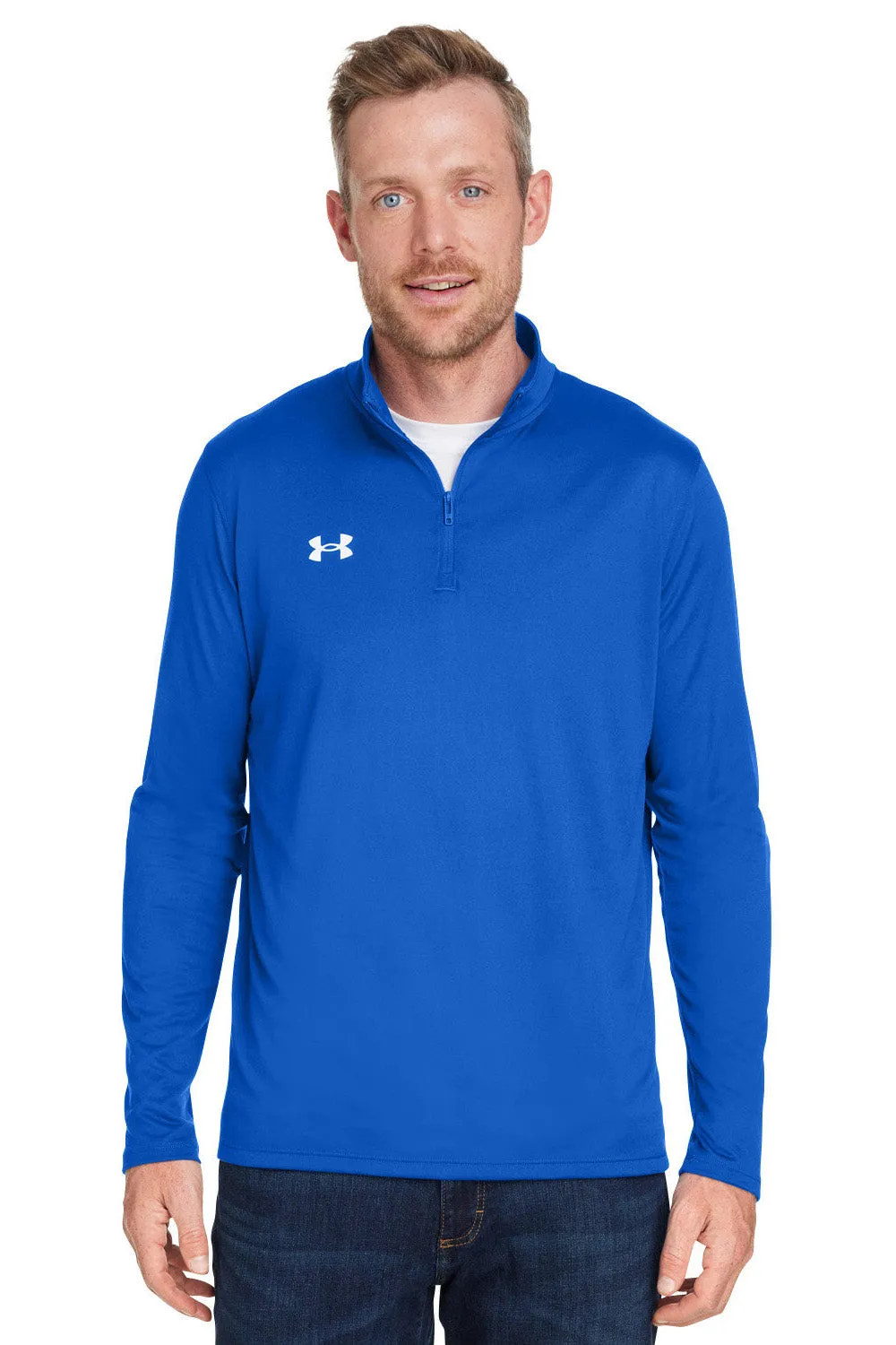 Sweat-shirt 1/4 zip Homme Under Armour Team Tech à évacuation de l'humidité - Bleu royal