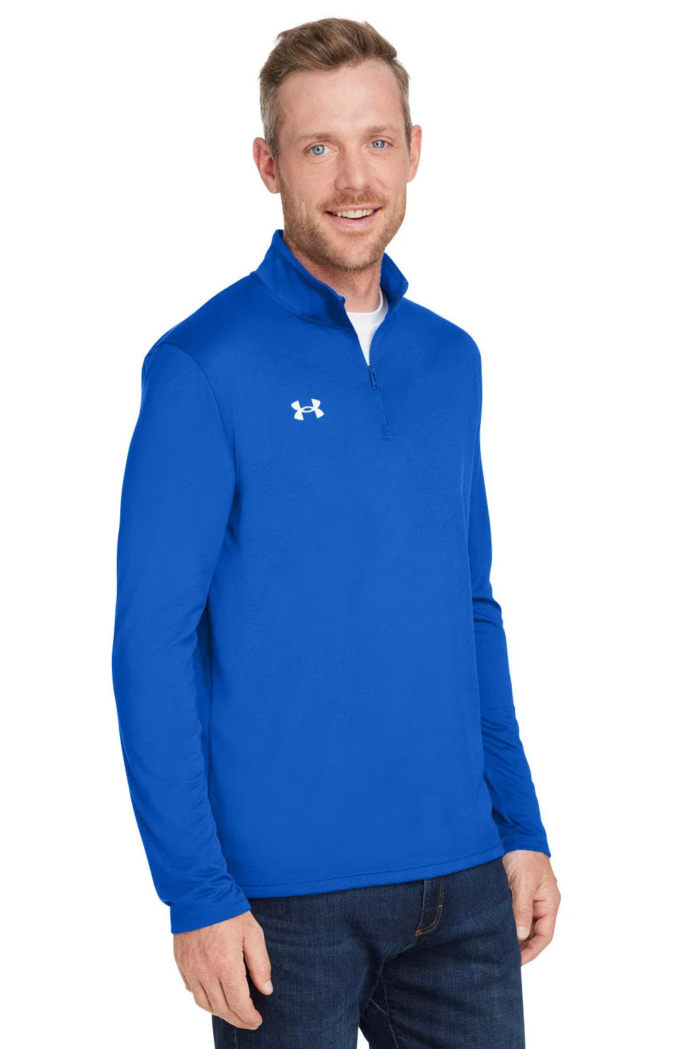 Sweat-shirt 1/4 zip Homme Under Armour Team Tech à évacuation de l'humidité - Bleu royal