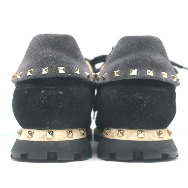 Valentino Soul Rockstud Sneakers Camouflage Noir & Suède Gris Taille 35