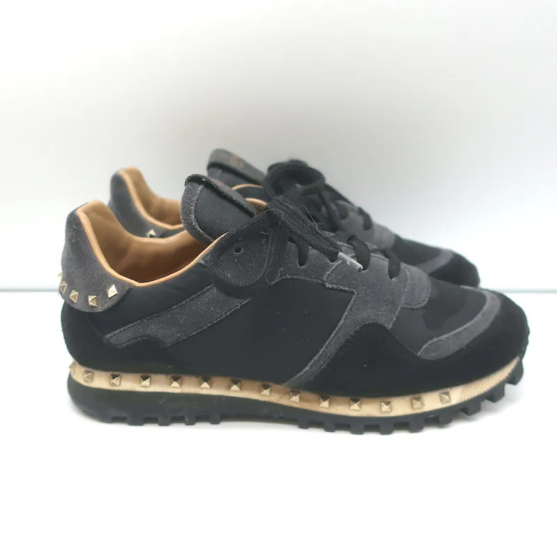 Valentino Soul Rockstud Sneakers Camouflage Noir & Suède Gris Taille 35