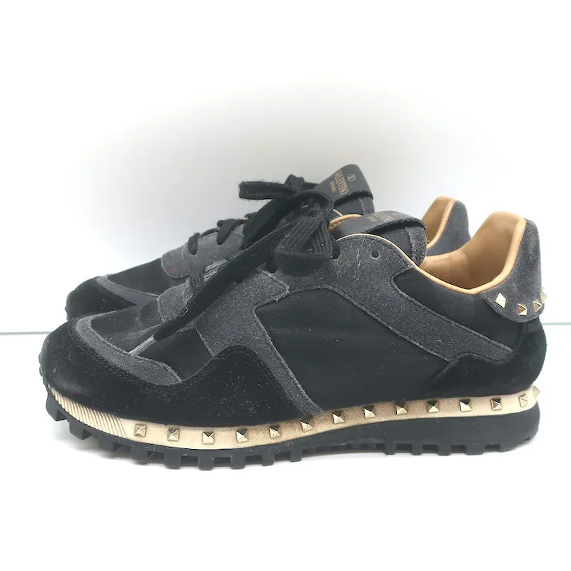 Valentino Soul Rockstud Sneakers Camouflage Noir & Suède Gris Taille 35