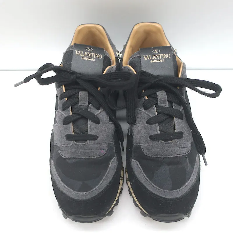 Valentino Soul Rockstud Sneakers Camouflage Noir & Suède Gris Taille 35