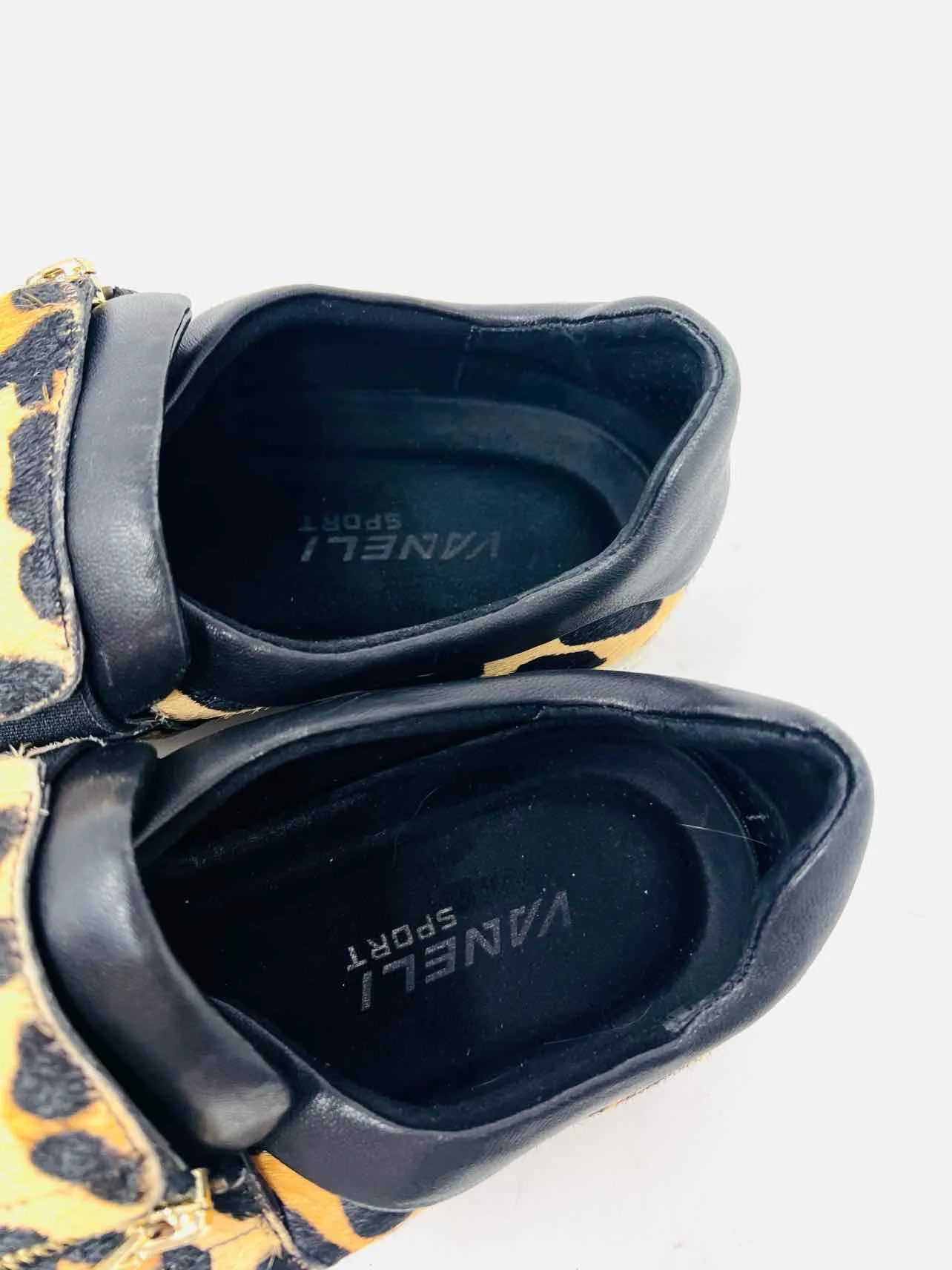 Chaussures Sneakers en poil de vache imprimé animalier taille 10 beige/noir Vaneli