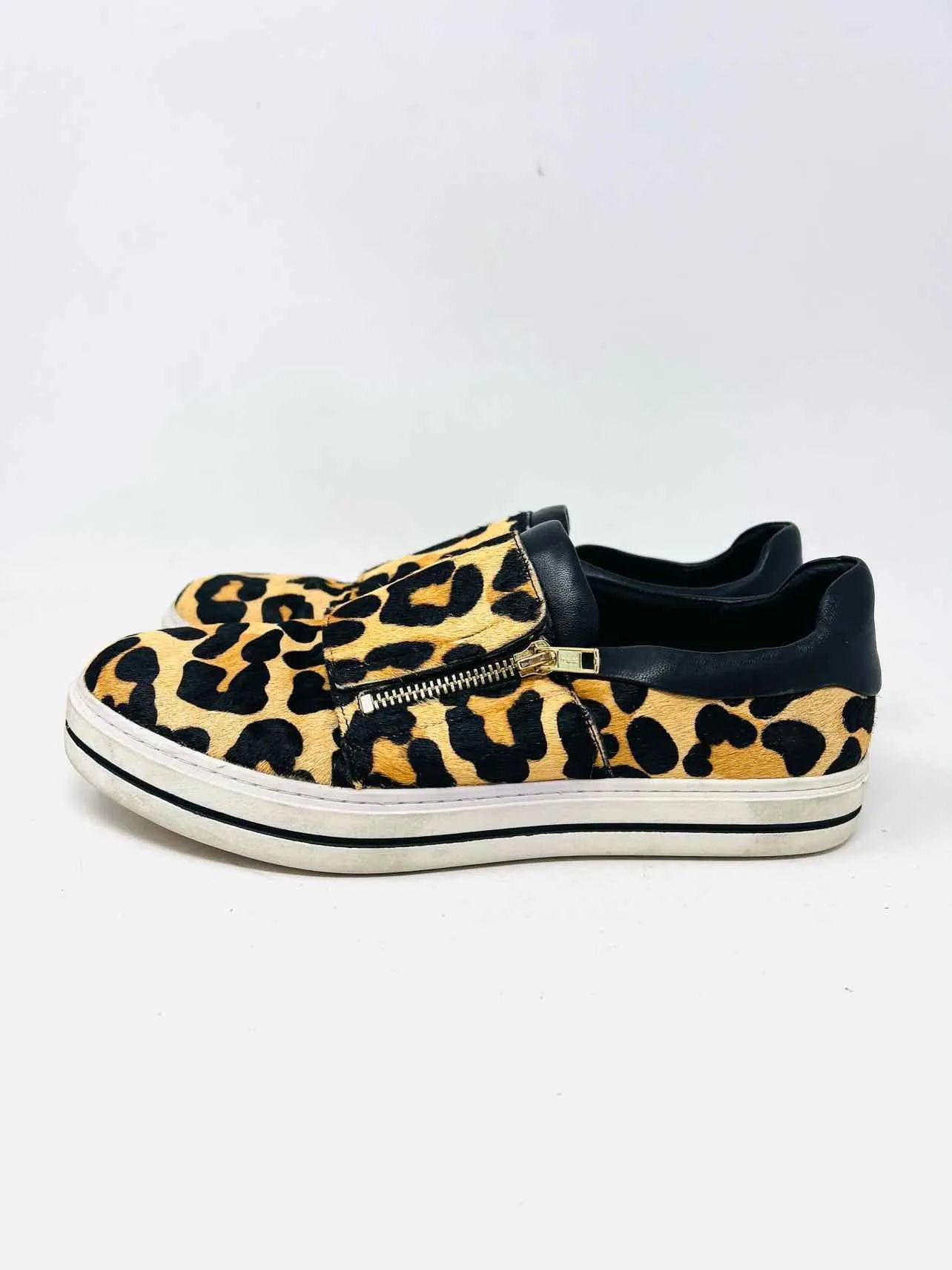 Chaussures Sneakers en poil de vache imprimé animalier taille 10 beige/noir Vaneli