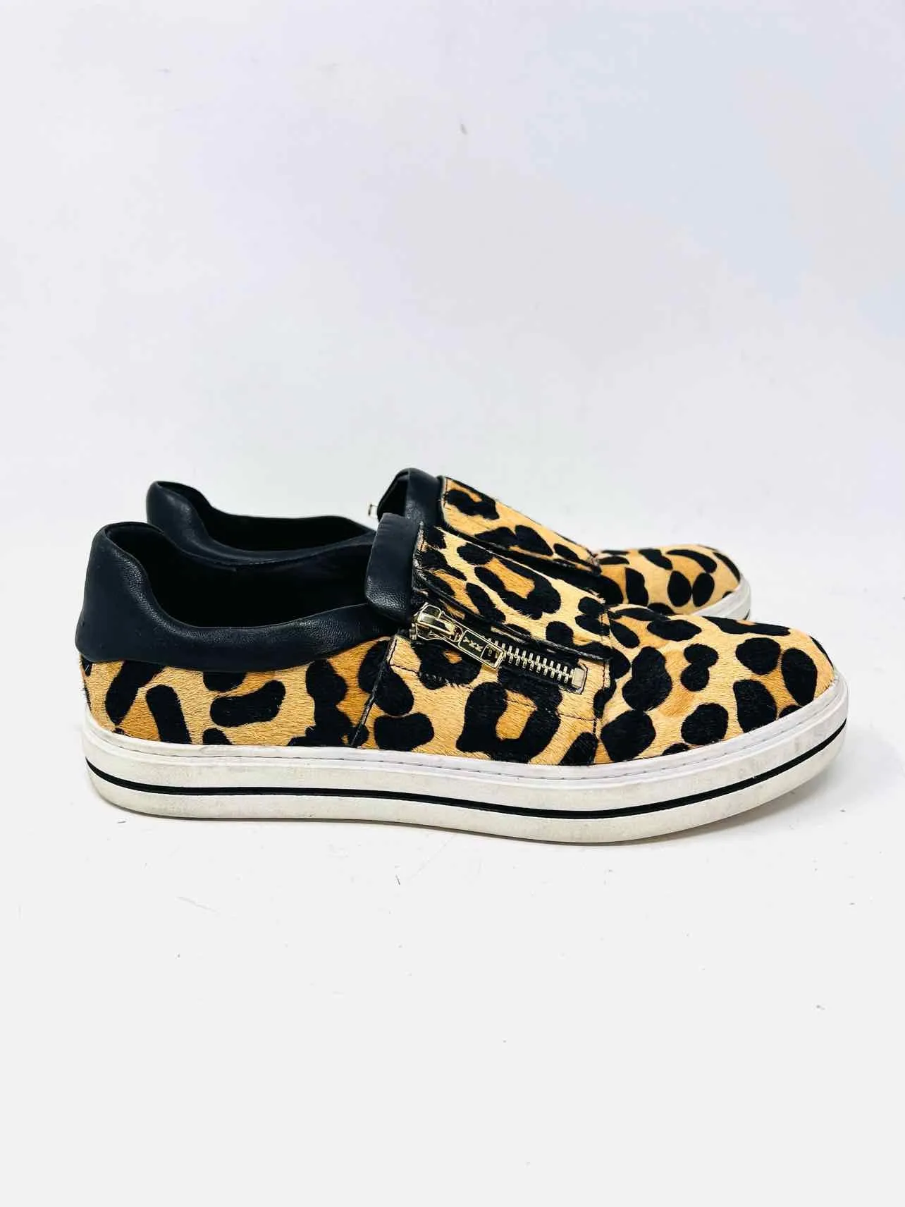 Chaussures Sneakers en poil de vache imprimé animalier taille 10 beige/noir Vaneli