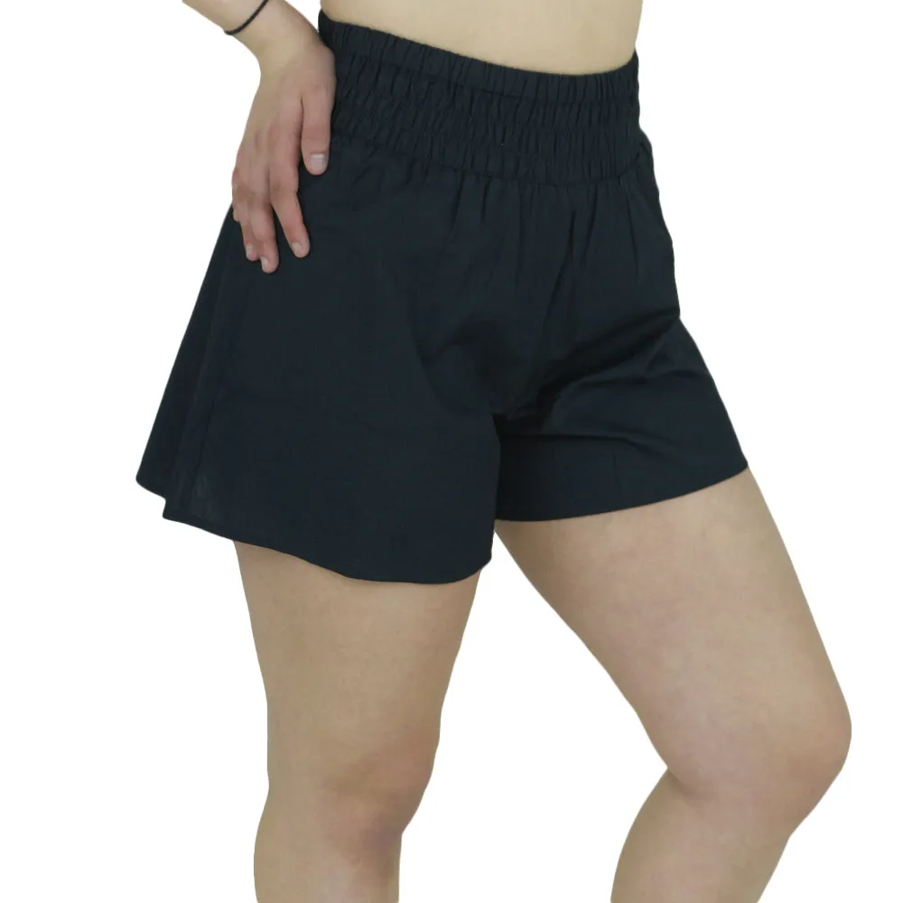 Short décontracté à ceinture élastique pour femme, Noir
