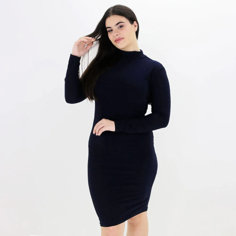 Robe femme dos nu uni, Marine