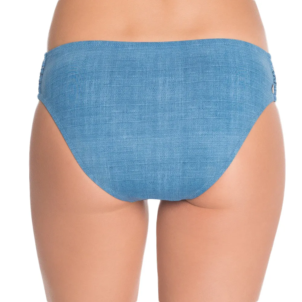 Culotte de bikini imprimée à carreaux pour femmes, Bleu