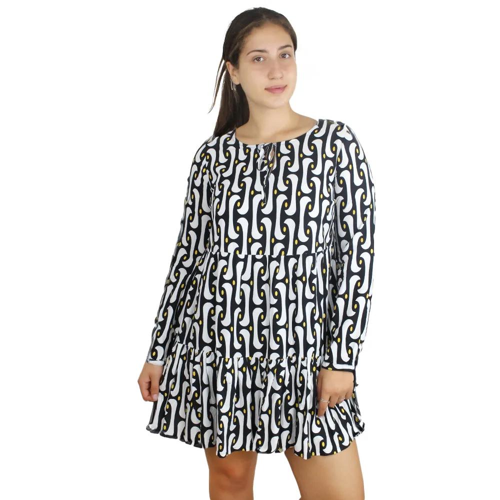 Robe imprimée pour femme à ourlet volanté, multicolore