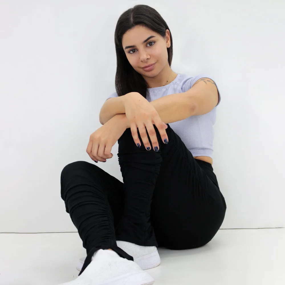 Leggings pour femmes à ruchés, Noir