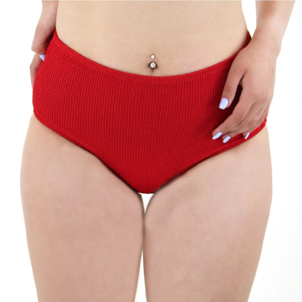 Bas de bikini froncé pour femme, Rouge