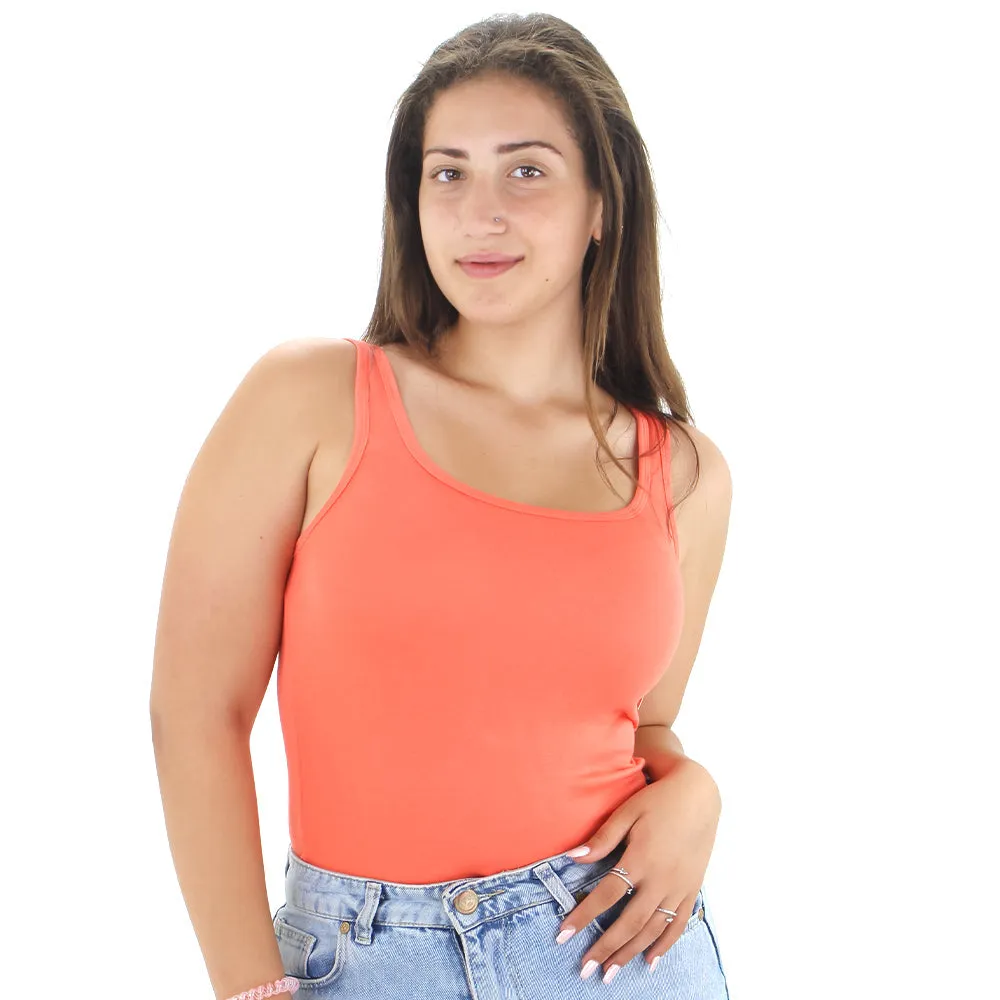 Haut sans manches uni pour femme, Corail