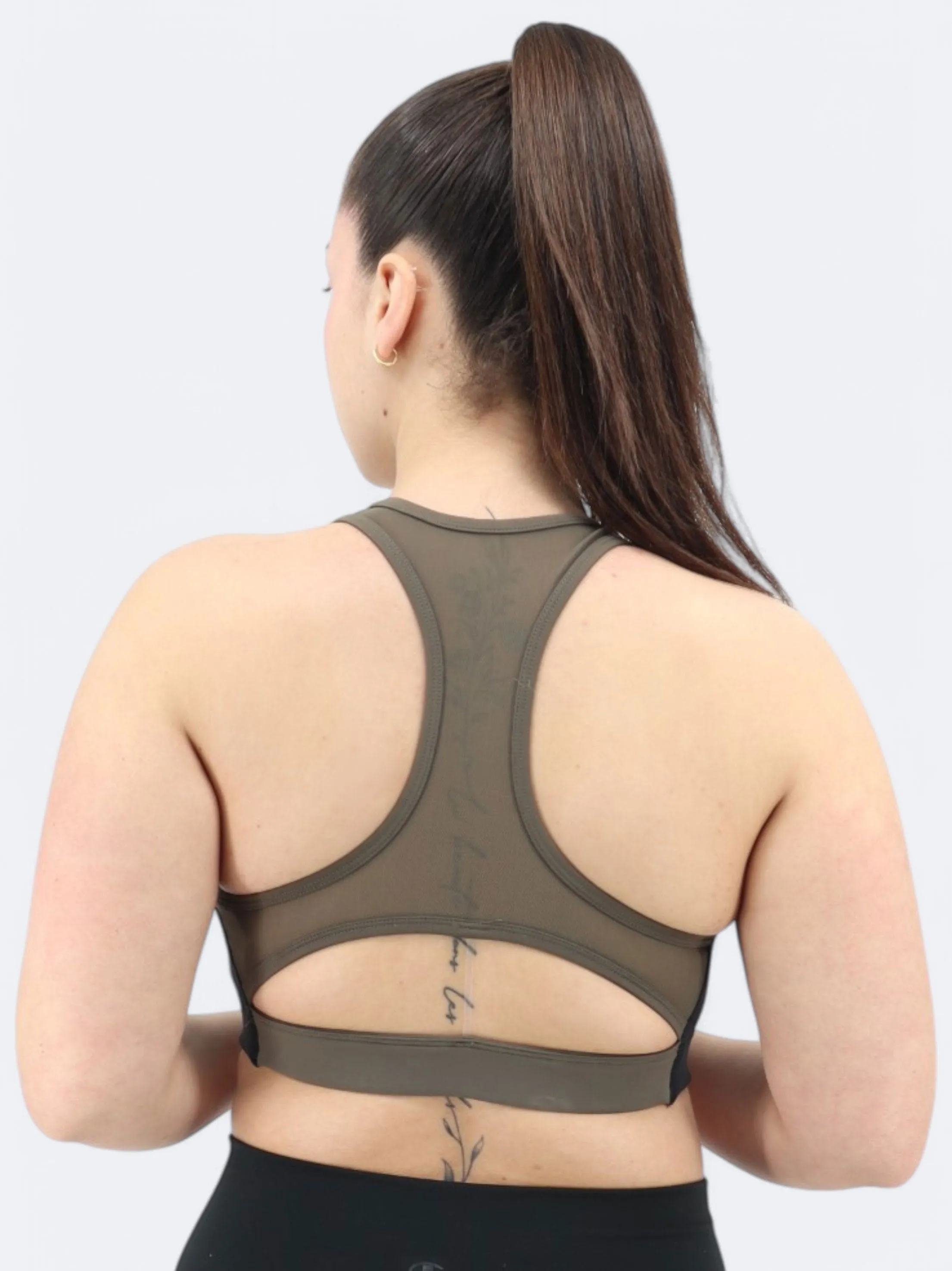Haut de sport féminin court, Taupe