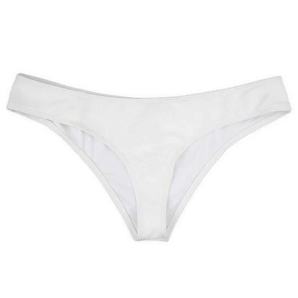 Culotte de Bikini Femme Style V Texturé, Blanc