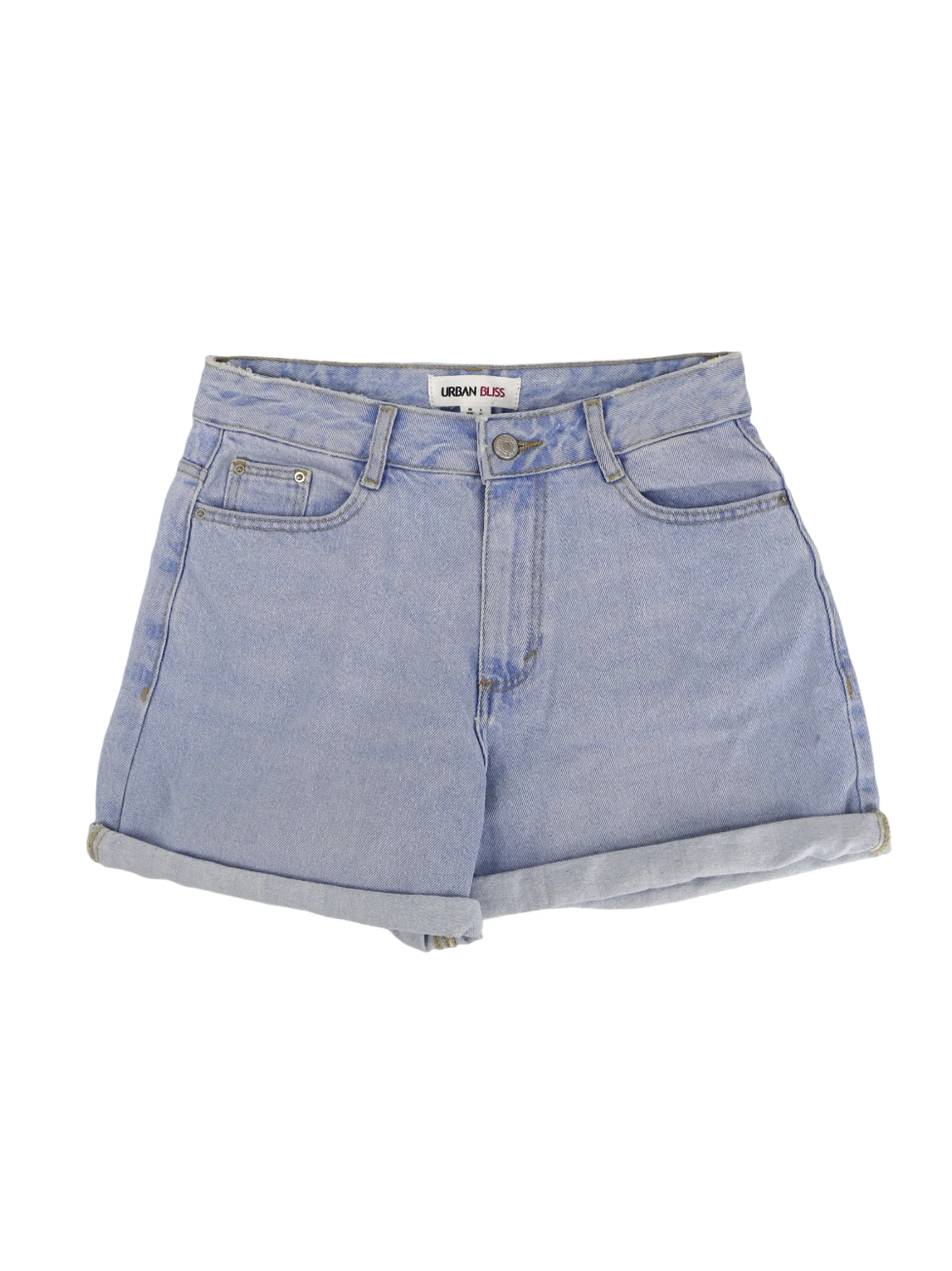 Short en Denim Lavé pour Femme, Bleu Clair