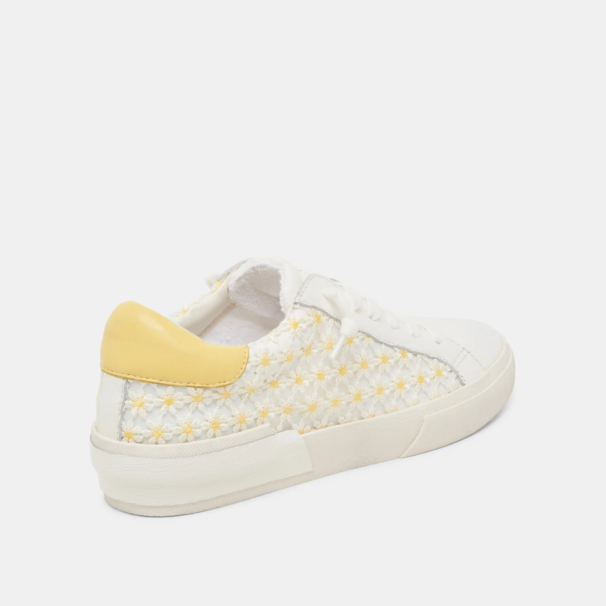 ZINA BASQUETTES FLORALES BLANCHE JAUNE MAILLAGE FLEURI