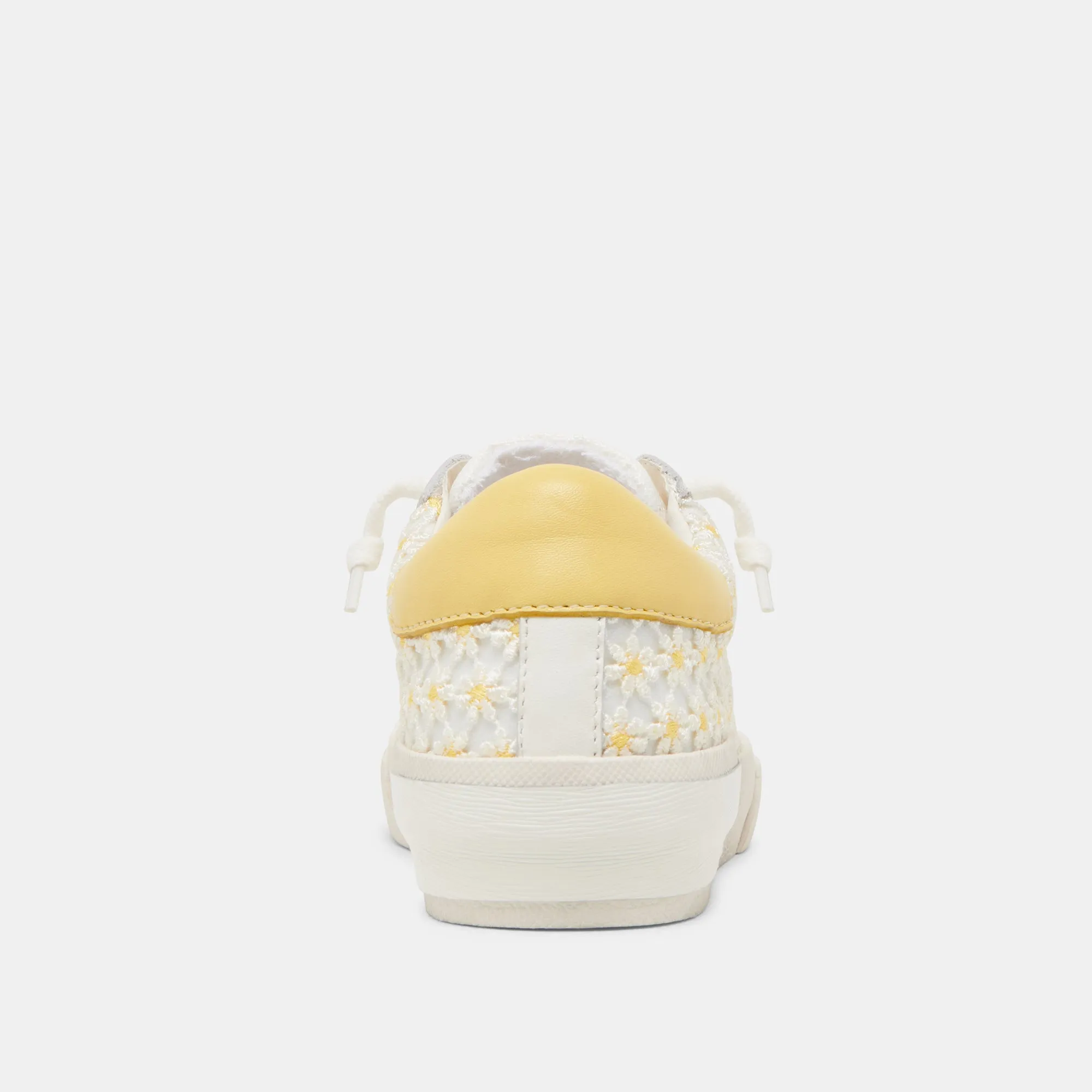 ZINA BASQUETTES FLORALES BLANCHE JAUNE MAILLAGE FLEURI
