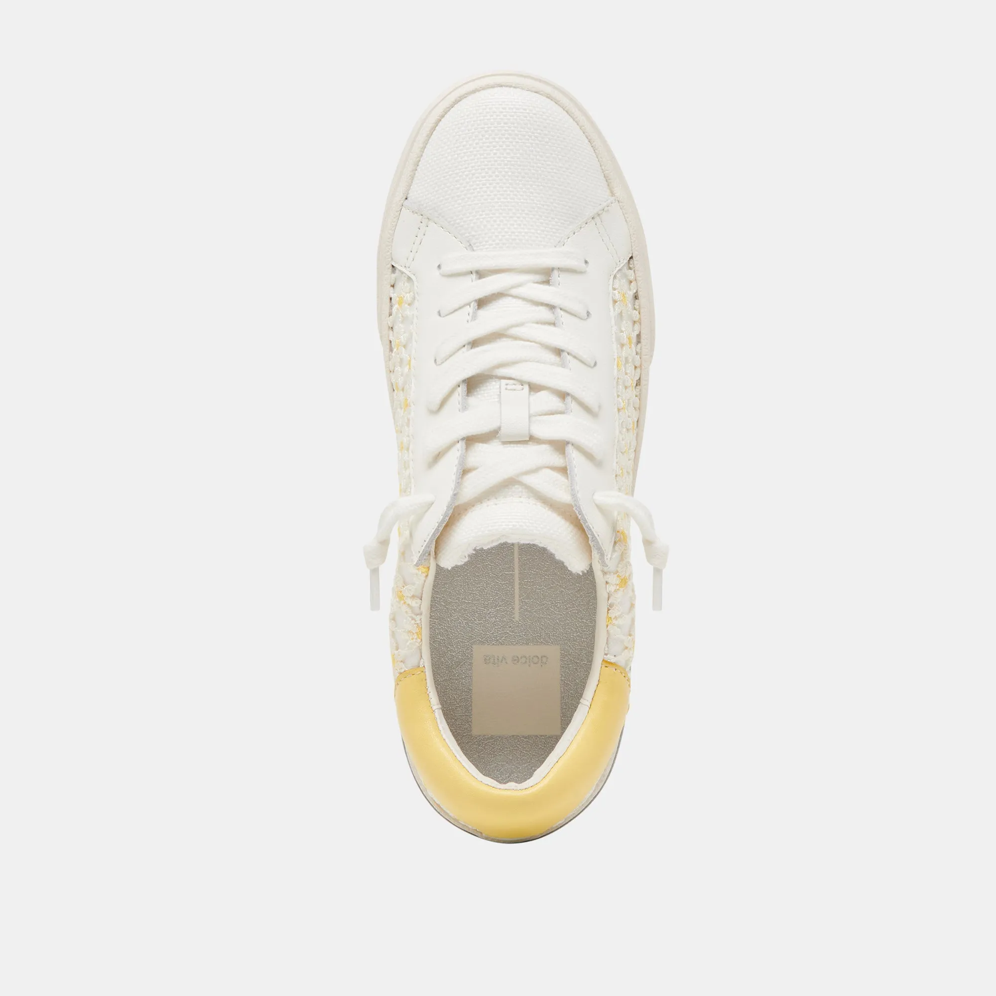 ZINA BASQUETTES FLORALES BLANCHE JAUNE MAILLAGE FLEURI
